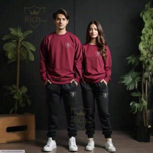 Unisex Fleece Plain Round Neck Sweatshirt Track Suit