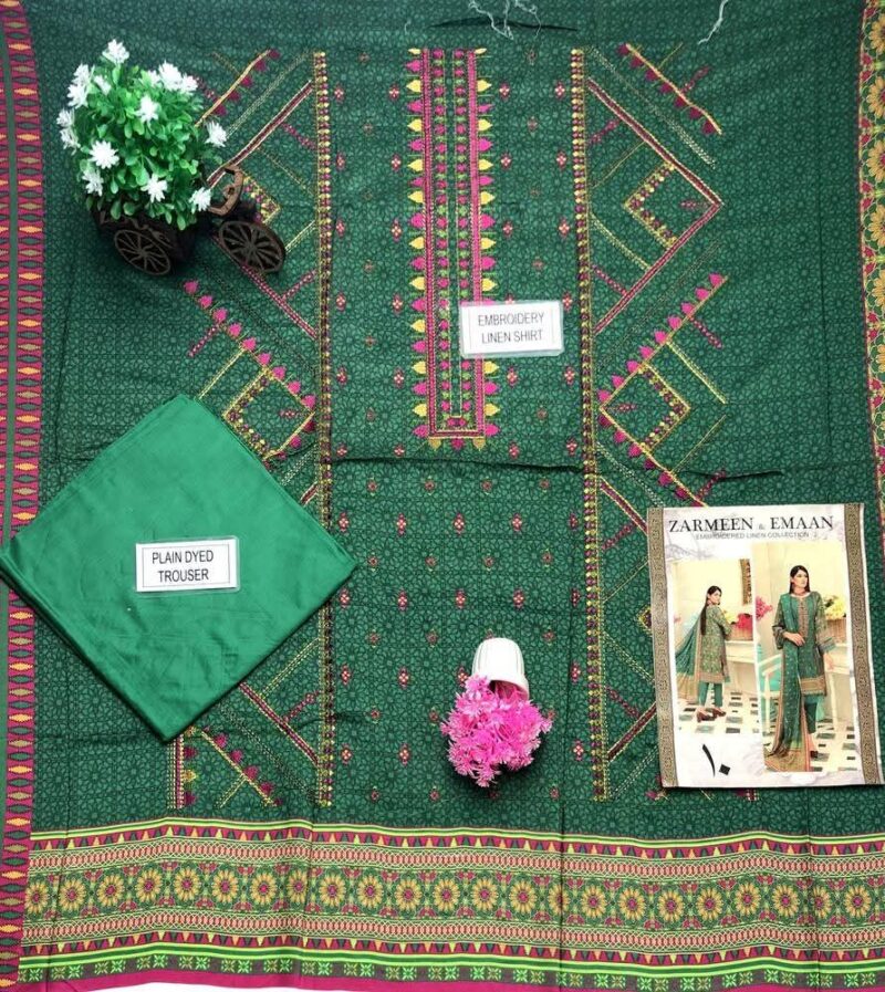 2 Pcs Linen Printed Suit – Winter Collection - Image 3
